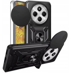 ETUI PANCERNE DO XIAOMI REDMI 14C 4G / 5G / A4 / POCO C75 CZARNE SZKŁO 9H