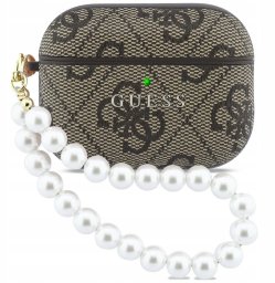 Guess Etui Guess 4G Pearl Strap do Apple AirPods Pro 3 brązowy