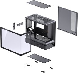 Obudowa Jonsbo D200 Midi-Tower, mATX, Tempered Glass, Mini Temp Display - czarny