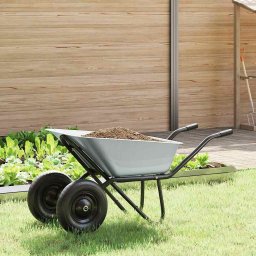 vidaXL Wózek Srebrny i czarny 137 x 60 x 65,5 cm Stal