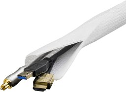 Deltaco LDR17, Cable sleeve, Desk/Wall, Nylon, White