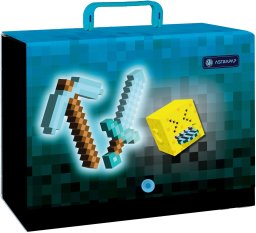 Teczka z rączką XL 9cm twarda na przybory prace rysunki A4 Blue Pixel ASTRA