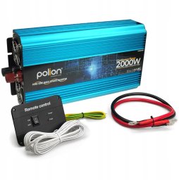 Przetwornica samochodowa 12V/230V 2000W czysty sinus, pilot, LCD