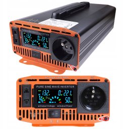 Przetwornica samochodowa 12V/230V 700W czysty sinus, LCD