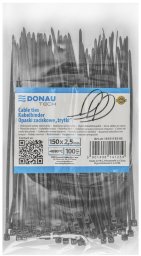 Opaski zaciskowe/trytytki DONAU TECH, 150x2,5mm, 100szt., temp. -40/80, czarne