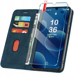 krainaGSM ETUI Z KLAPKĄ do Samsung A17 5G Zamykane Magnetyczne Skórzane + Szkło 9H