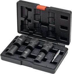 Zestaw wykrętaków do śrubz rowkiem spiralnym 1/2" z wybijakiem, 7 -częśc. 21-32mm w walizce