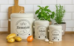 Komplet 3 pojemników do przechowywania Ziemniaki Cebula Czosnek kremowy
