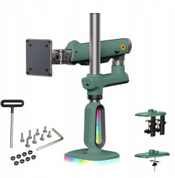 F7-XK Moss Green Podświetlenie RGB Gamingowy mocny uchwyt biurkowy do dużych monitorów 32-60 cali