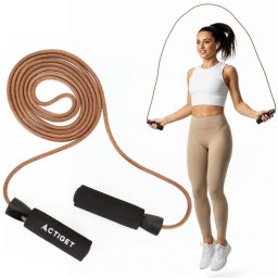 Skakanka treningowa, do ćwiczeń cardio 297 cm skórzana, antypoślizgowa UNIWERSALNY