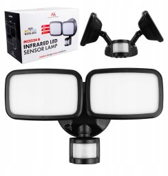 Kinkiet Maclean Ścienna lampa LED Maclean, z czujnikiem PIR, 20W, 1500lm, IP65, neutral white 4000K, czarna, MCE524 B