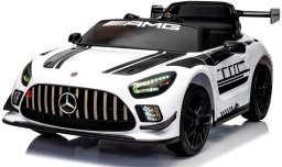 Mercedes GT3 Evo Biały Miękkie koła Eva, miękki fotelik Licencja Akumulator litowo-jonowy EDUKAMP