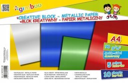 Gimboo Blok kreatywny GIMBOO, A4, 10 kart., 90gsm, mix kolorów metalicznych