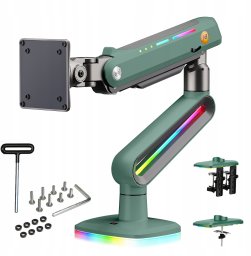 F6-XK Moss Green Podświetlenie RGB Gamingowy mocny uchwyt biurkowy do dużych monitorów 32-60 cali