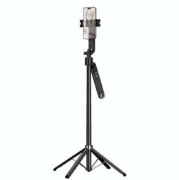 Selfie stick Hoco Selfie stick Hoco tripod z pilotem bezprzewodowym obrotowy 360 stopni z automatycznym śledzeniem twarzy K32 czarny