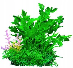 AquaNatura Aqua Natura, roślina, do dekoracji akwarium, zielona, plastikowa, 12 cm , gęsta rośinność dodatkiem różu
