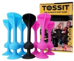 Gra w rzutki z silikonowymi przyssawkami TOSSIT Zestaw Startowy, niebieski i różowy