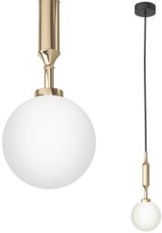 Lampa wisząca Lamkur Pojedyncza lampa wisząca Eri I szklana kula ball biała złota