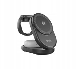 Stacja ładująca SBS Qi2.2 25W indukcyjna 3w1 składana z certyfikatem MFI - czarna