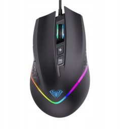 Mysz Aula F805 Wielokolorowe oświetlenie przewodowa gamingowa mysz optyczna 7 pogas 800-6400dpi 4000FPS 32ips czarna