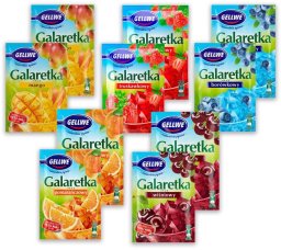 Gellwe Gellwe Galaretka Mix 5 smaków 72g x 10 sztuk