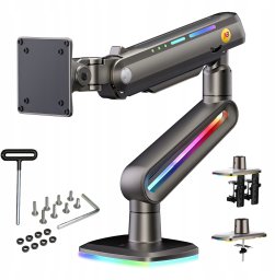 F6-G Podświetlenie RGB Gamingowy mocny uchwyt biurkowy do dużych monitorów 32-60 cali