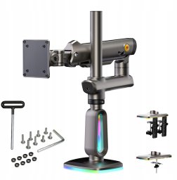 F7-G Podświetlenie RGB Gamingowy mocny uchwyt biurkowy do dużych monitorów 32-60 cali