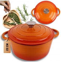 Atusa EMALIOWANY GARNEK ŻELIWNY 22cm 3L HAGE ORANGE