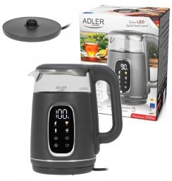 Czajnik Elektryczny 2200W Szklany Temperatury Dotykowy Led Szary 1,7L1305Gs