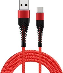 Kabel USB Fusion Accessories Fishbone USB-A do USB-C 30 W 3 A 1.5 m Czerwony (FUSUSBC15RD)