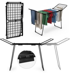 Suszarka na pranie stojąca rozsuwana teleskopowa 27 metrów składana czarna EDUKAMP