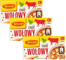 Winiary Rosół wołowy 60 g (6 sztuk) x 3 sztuki