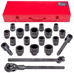 Zestaw narzędzi udarowych 3/4" 12-kątnych 17-50mm 21el walizka