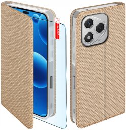 Etui z klapką do Honor 400 Lite Zamykane Złote Futerał + Szkło 9H