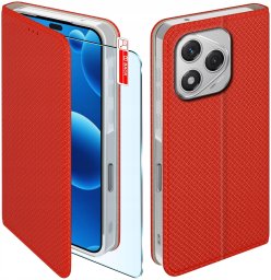 Etui z klapką do Honor 400 Lite Zamykane Czerwone Futerał + Szkło 9H