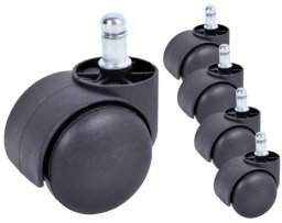 Kółka do fotela biurowego cicho toczące 11 mm 5 szt. czarne
