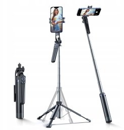 Wozinsky Selfie stick WC1Y30S teleskopowy tripod 1.3m z uchwytem na telefon - czarny