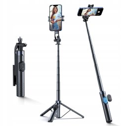 Selfie stick Wozinsky WC1Y70S teleskopowy tripod 1.7m z uchwytem na telefon - czarny