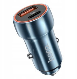 Ładowarka samochodowa Hoco USB A + USB C QC3.0 PD 20W Z46A niebieska