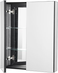 Szafka łazienkowa z lustrem 66x76 cm aluminiowa 2 półki regulowane wisząca