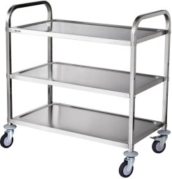 Excellent Houseware Wózek kuchenny 3-poziomowy stalowy 450kg na kółkach z koszami i haczykami