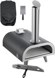 Piec do pizzy 30,5 cm na drewno/pellet, stalowy z termometrem  ogrodowy