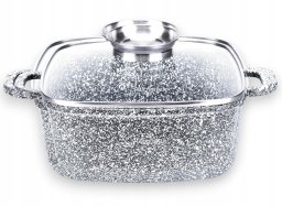 Garnek kwadratowy 28cm. Granitowy Masterpan MP-2110 z pokrywką