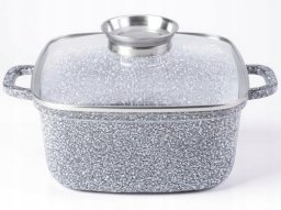 Garnek kwadratowy 26cm. Granitowy Masterpan MP-2109 z pokrywką