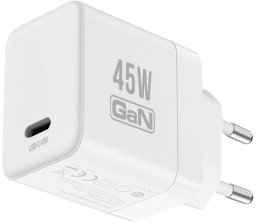 Crong Ultra Compact GaN - Ładowarka sieciowa USB-C 45W PD 3.0 z PPS (biały)