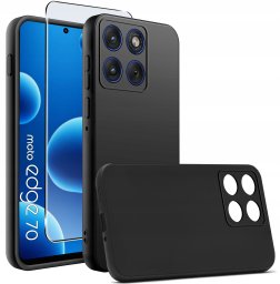 krainaGSM Etui Czarne Matowe Silikon Slim do Motorola Edge 70 + SZKŁO 9H