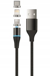 Setty kabel magnetyczny TD 3w1 2,5A 1,0 m KBM-01 czarny JO