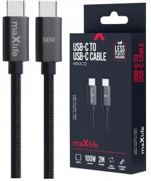 Maxlife kabel MXUC-12 USB-C - USB-C 2,0 m 100W czarny