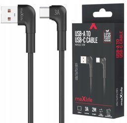Maxlife kabel kątowy MXUC-09 USB - USB-C 2,0 m 3A czarny