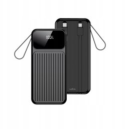 Maxlife power bank z wbudowanymi kablami MXPB-06 PD QC 22,5W 10000 mAh czarny